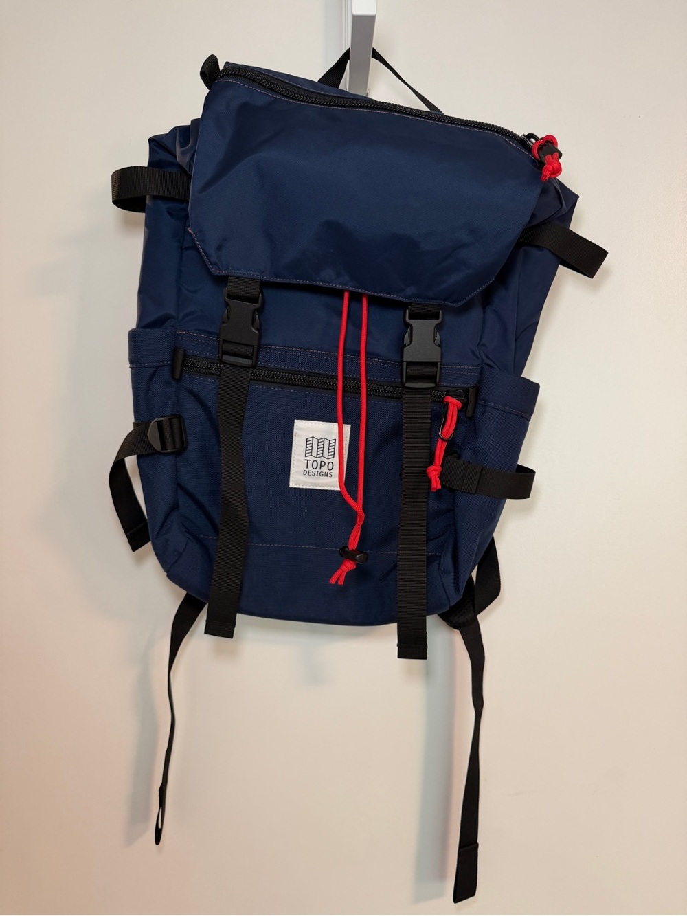 Topo Designs Rover Pack, Classic, Navy Backpack with Red Cord Accents